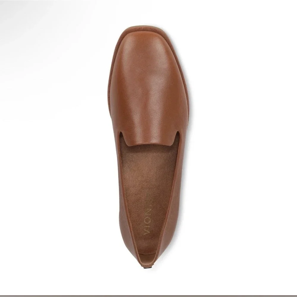 Vionic Willa Flat 2.0 Sz 9.5 Slip On Tan Leather Preppy Chic $140
